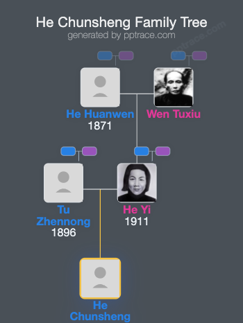 He Chunsheng family tree overview