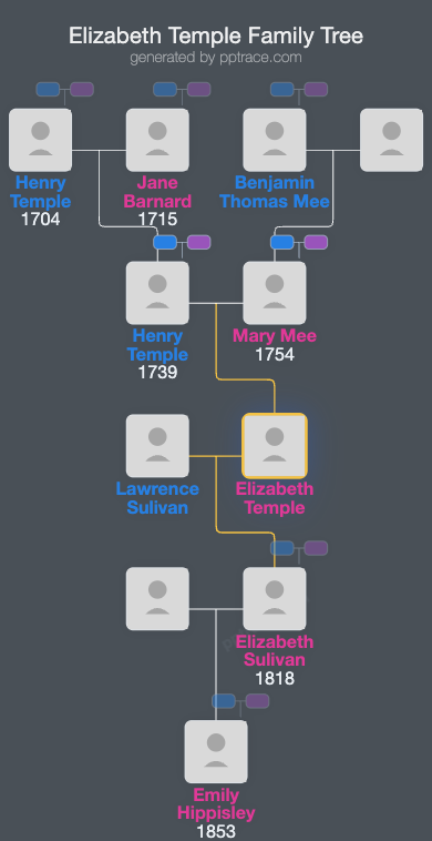 Elizabeth Temple family tree overview