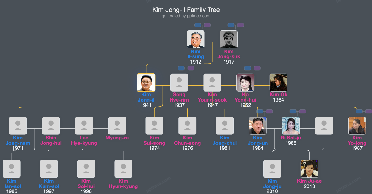 Kim Jong-il family tree overview