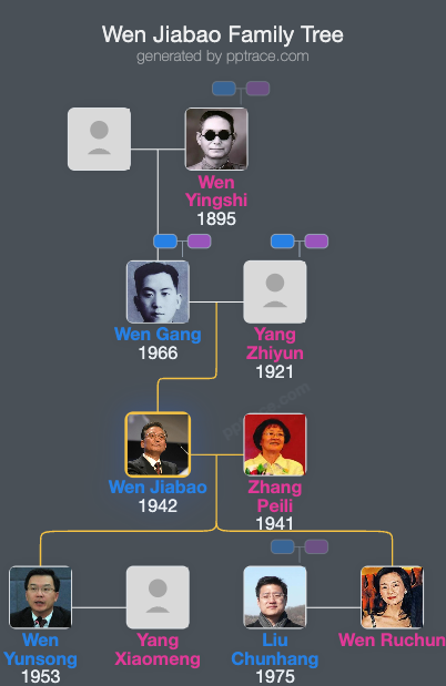 Wen Jiabao family tree overview