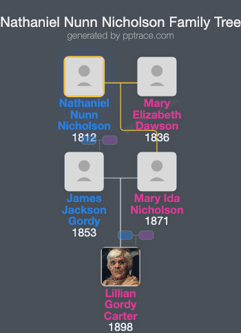 Nathaniel Nunn Nicholson family tree overview