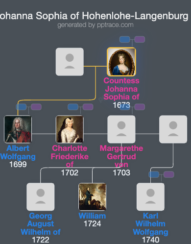 Countess Johanna Sophia Of Hohenlohe-Langenburg family tree overview