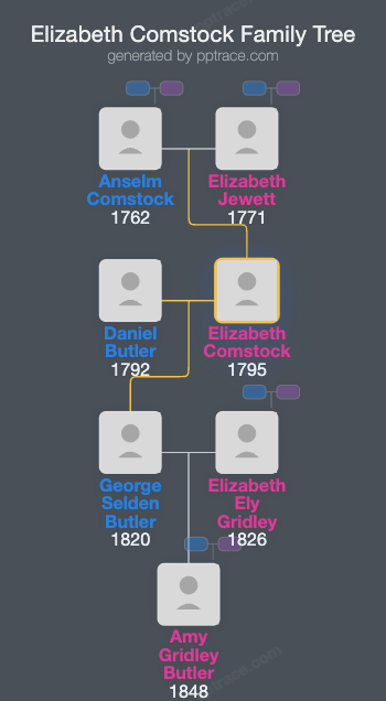Elizabeth Comstock family tree overview