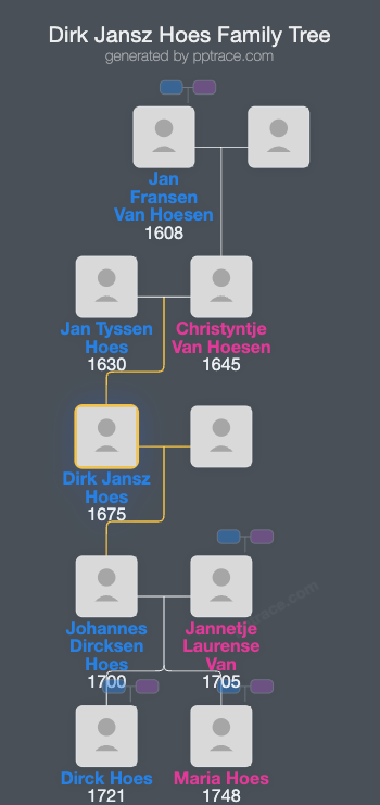 Dirk Jansz Hoes family tree overview