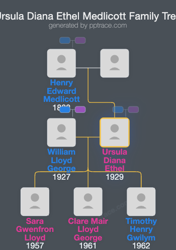 Ursula Diana Ethel Medlicott family tree overview