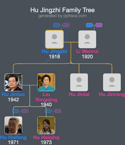 Hu Jingzhi family tree overview
