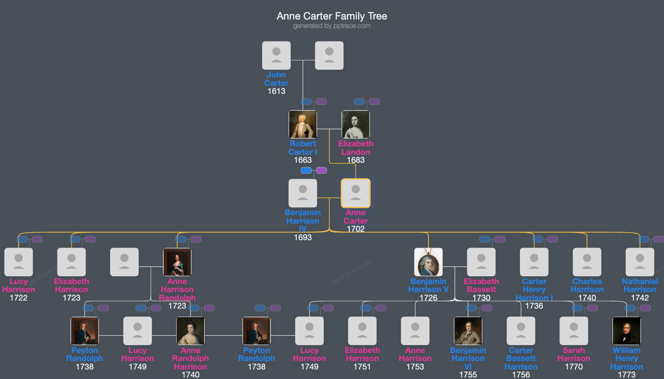 Anne Carter family tree overview