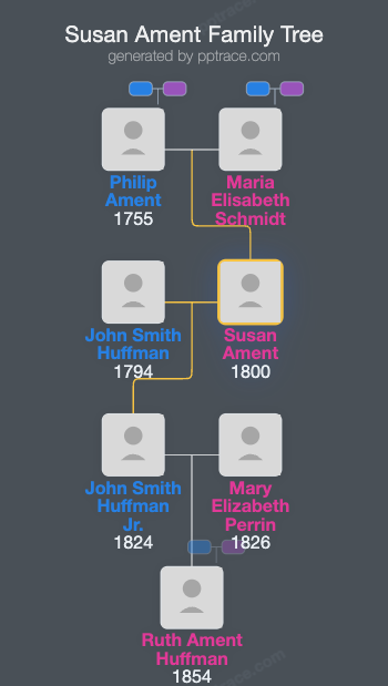 Susan Ament family tree overview