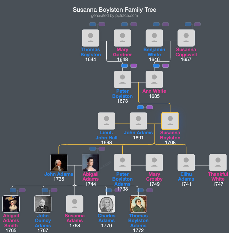Susanna Boylston family tree overview