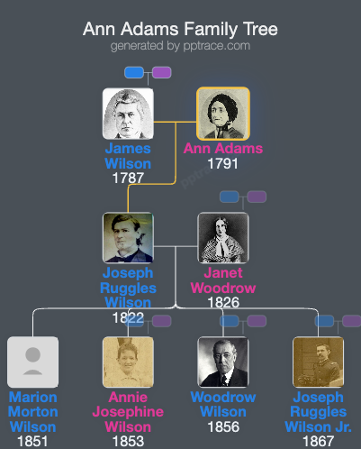 Ann Adams family tree overview