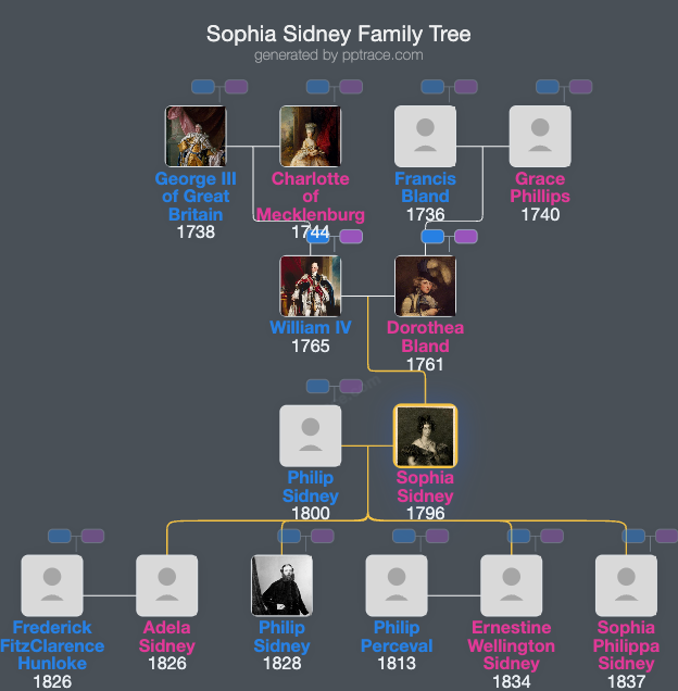Sophia Sidney, Baroness De L'Isle And Dudley family tree overview