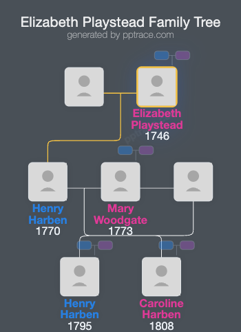Elizabeth Playstead family tree overview