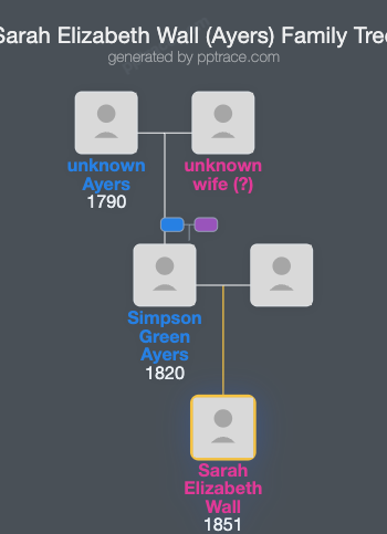 Sarah Elizabeth Wall (Ayers) family tree overview