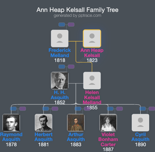 Ann Heap Kelsall family tree overview