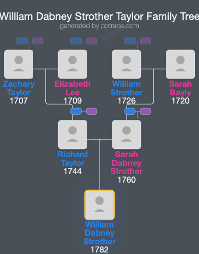 William Dabney Strother Taylor family tree overview