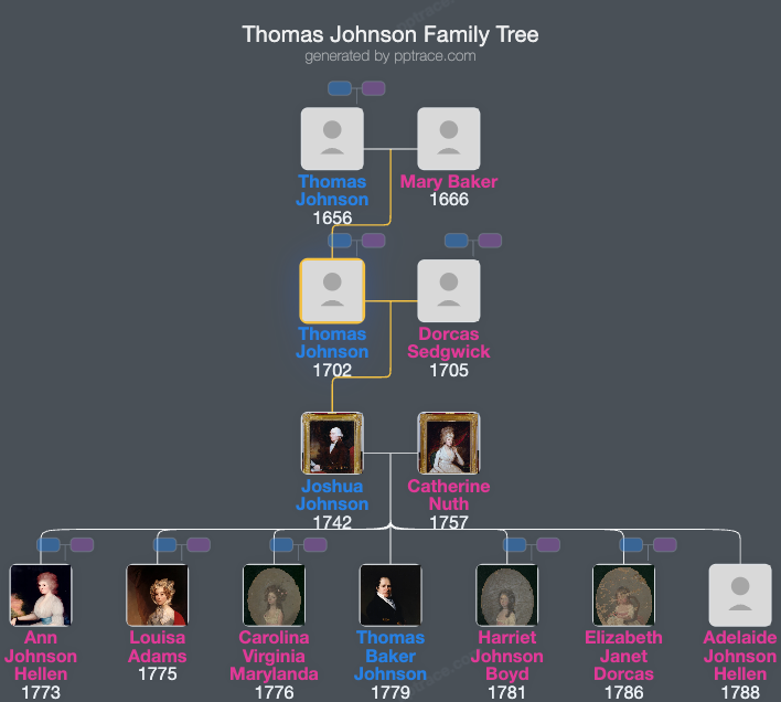 Thomas Johnson family tree overview