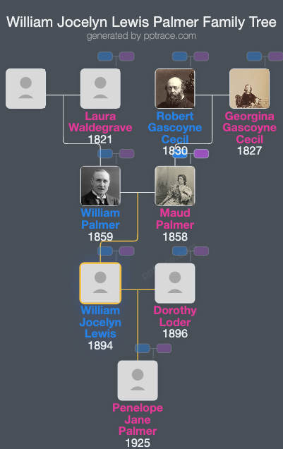 William Jocelyn Lewis Palmer family tree overview