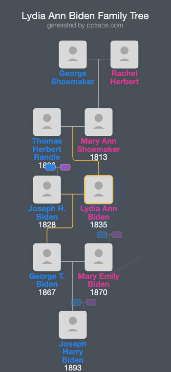 Lydia Ann Biden family tree overview