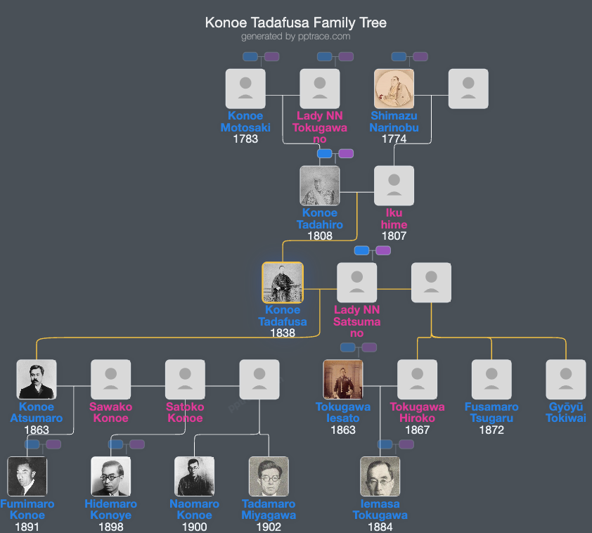 Konoe Tadafusa family tree overview