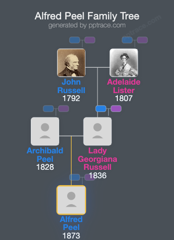 Alfred Peel family tree overview