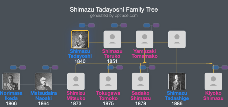 Shimazu Tadayoshi family tree overview