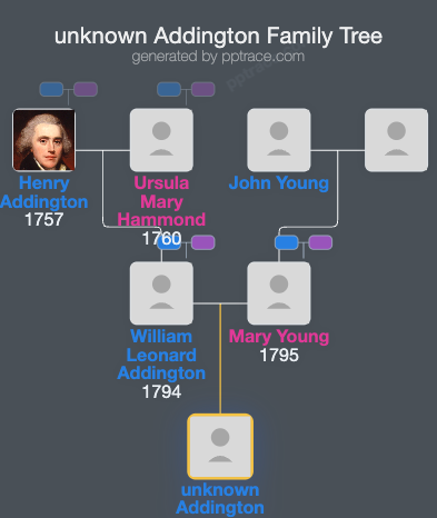 Unknown Addington family tree overview