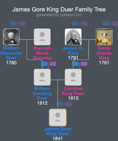 James Gore King Duer family tree overview