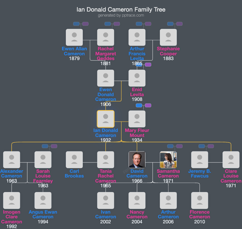 Ian Donald Cameron family tree overview