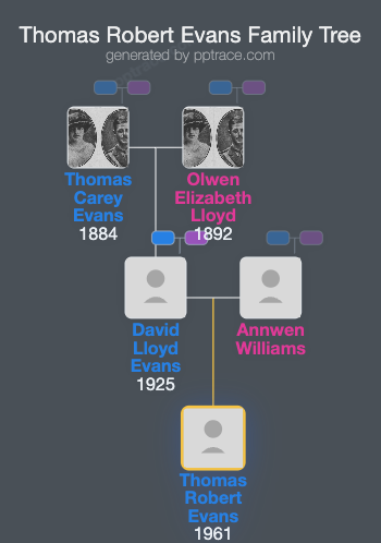 Thomas Robert Evans family tree overview