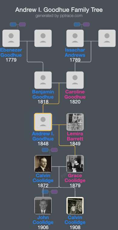Andrew I. Goodhue family tree overview
