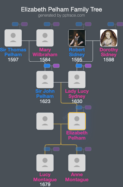 Elizabeth Pelham family tree overview
