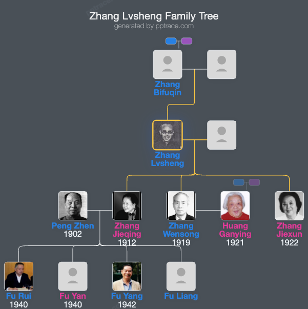 Zhang Lvsheng family tree overview