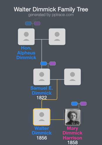 Walter Dimmick family tree overview