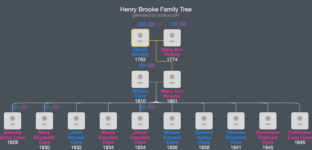 Henry Brooke family tree overview