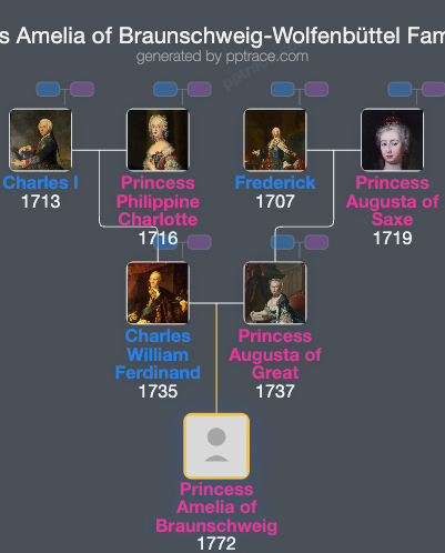 Princess Amelia Of Braunschweig-Wolfenbüttel family tree overview