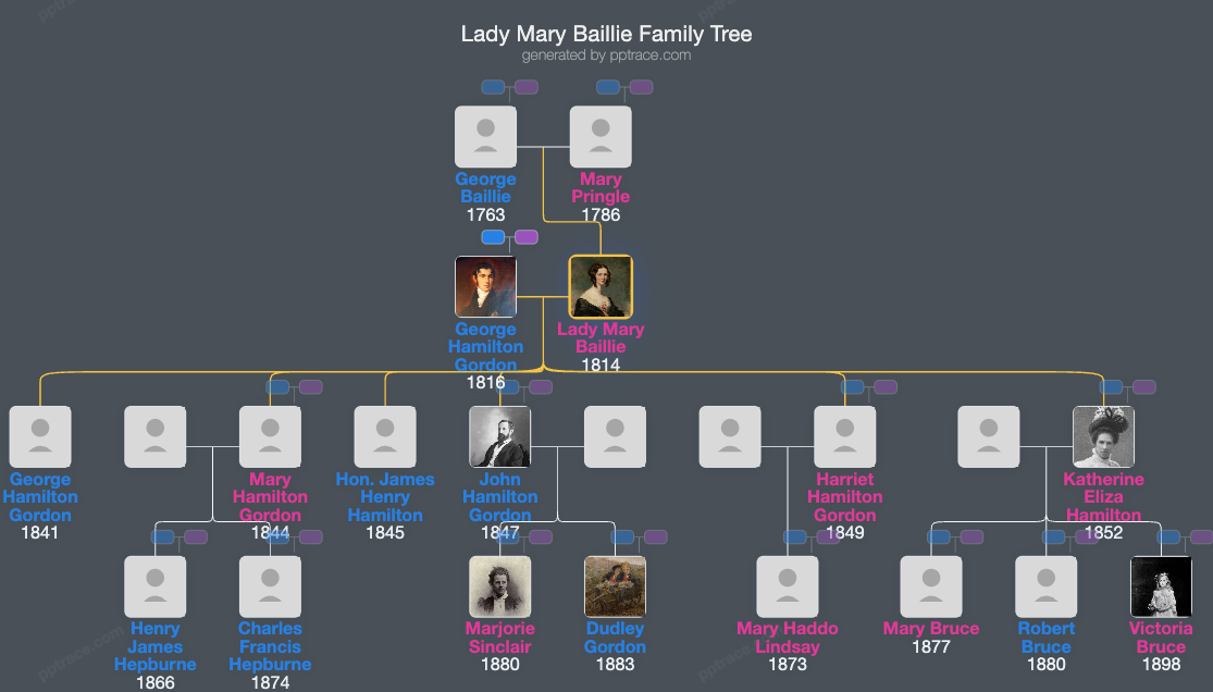 Lady Mary Baillie family tree overview