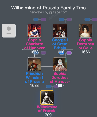 Wilhelmine Of Prussia, Margravine Of Brandenburg-Bayreuth family tree overview
