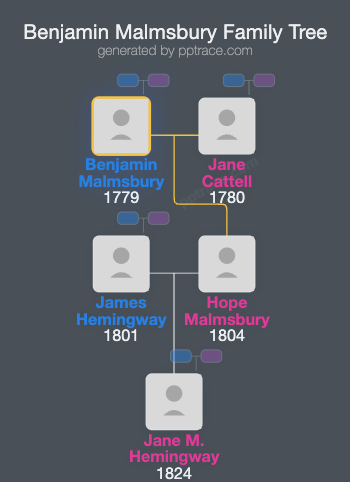 Benjamin Malmsbury family tree overview