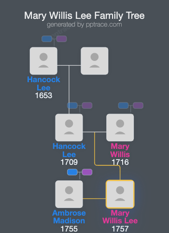 Mary Willis Lee family tree overview
