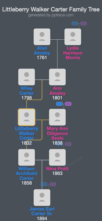 Littleberry Walker Carter family tree overview