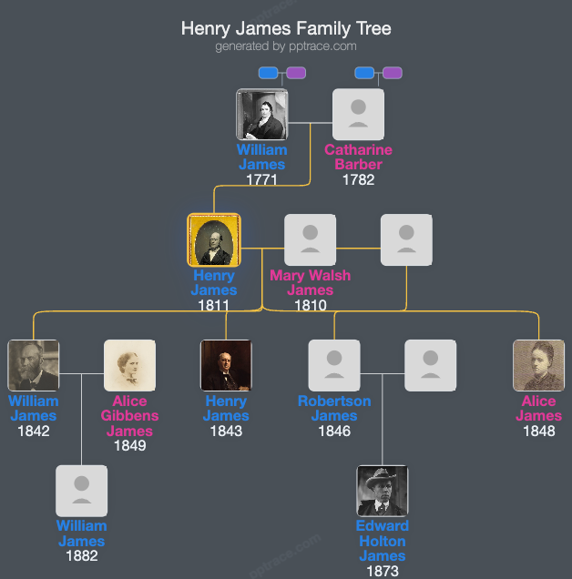 Henry James, Sr. family tree overview