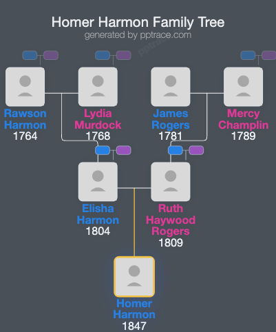 Homer Harmon family tree overview