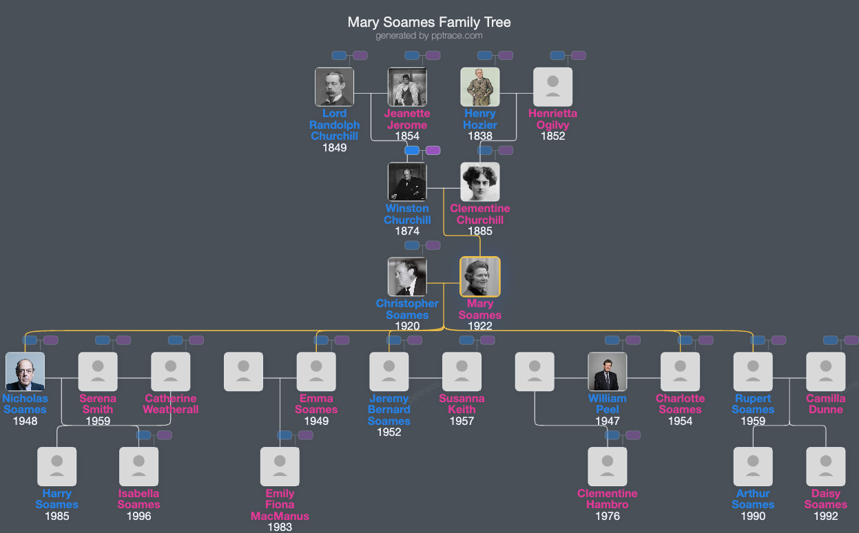 Mary Soames family tree overview