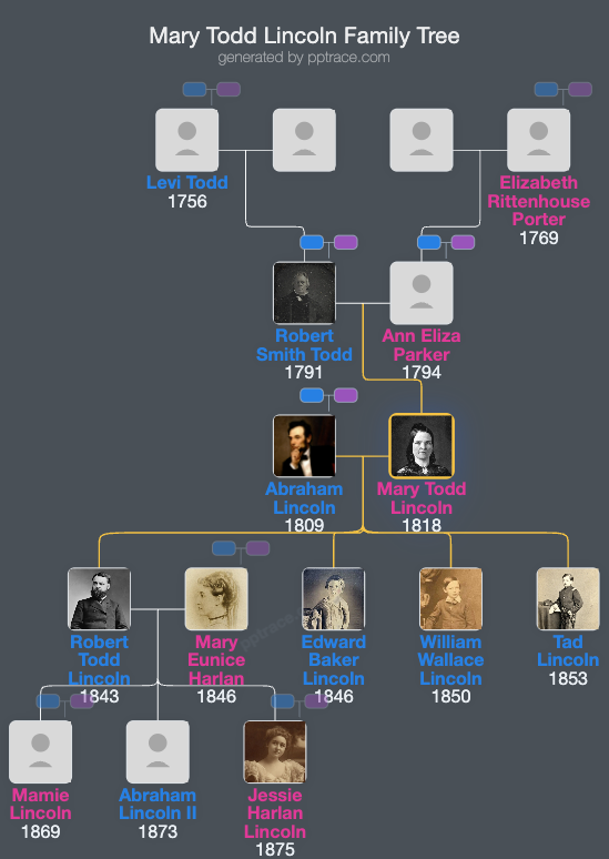 Mary Todd Lincoln family tree overview