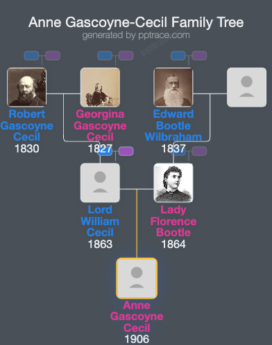 Anne Gascoyne-Cecil family tree overview