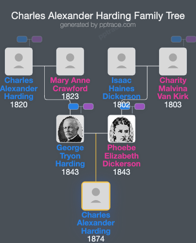Charles Alexander Harding family tree overview