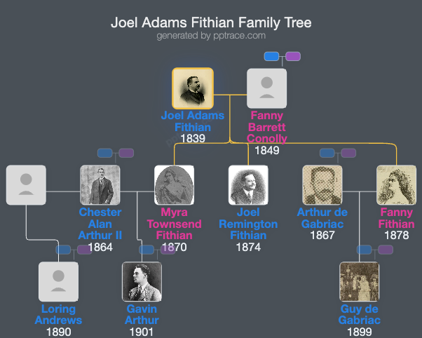 Joel Adams Fithian family tree overview