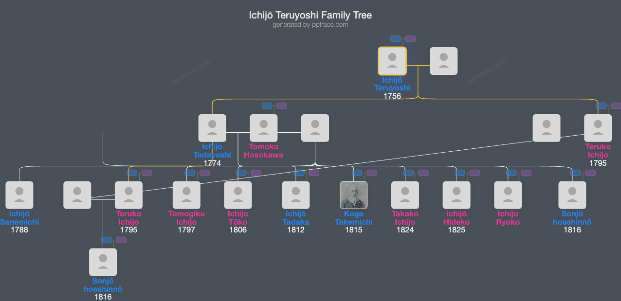 Ichijō Teruyoshi family tree overview