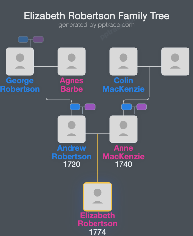 Elizabeth Robertson family tree overview