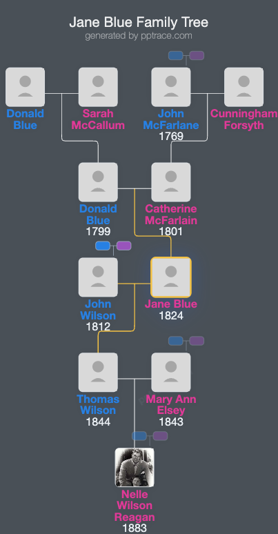 Jane Blue family tree overview